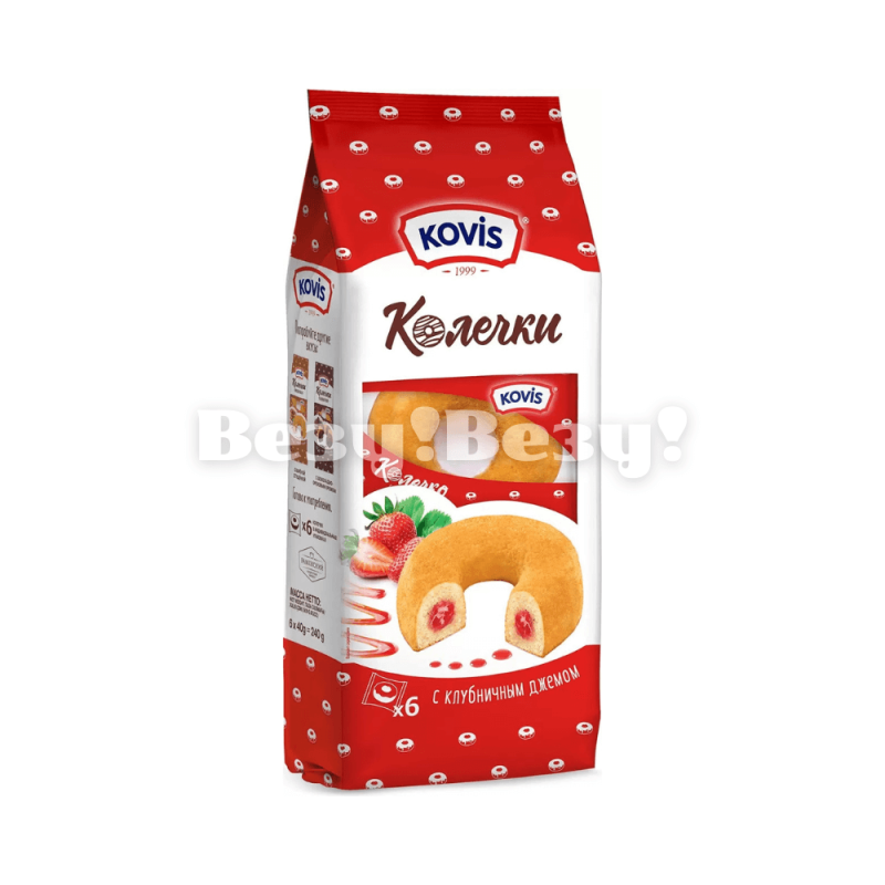 Kovis колечки с клубничным джемом 240гр